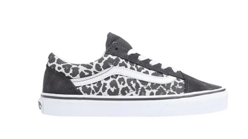 Girls Vans Old Skool Little Kids Shoe/Sneaker, 2.5, Snow Leopard, Gray Black